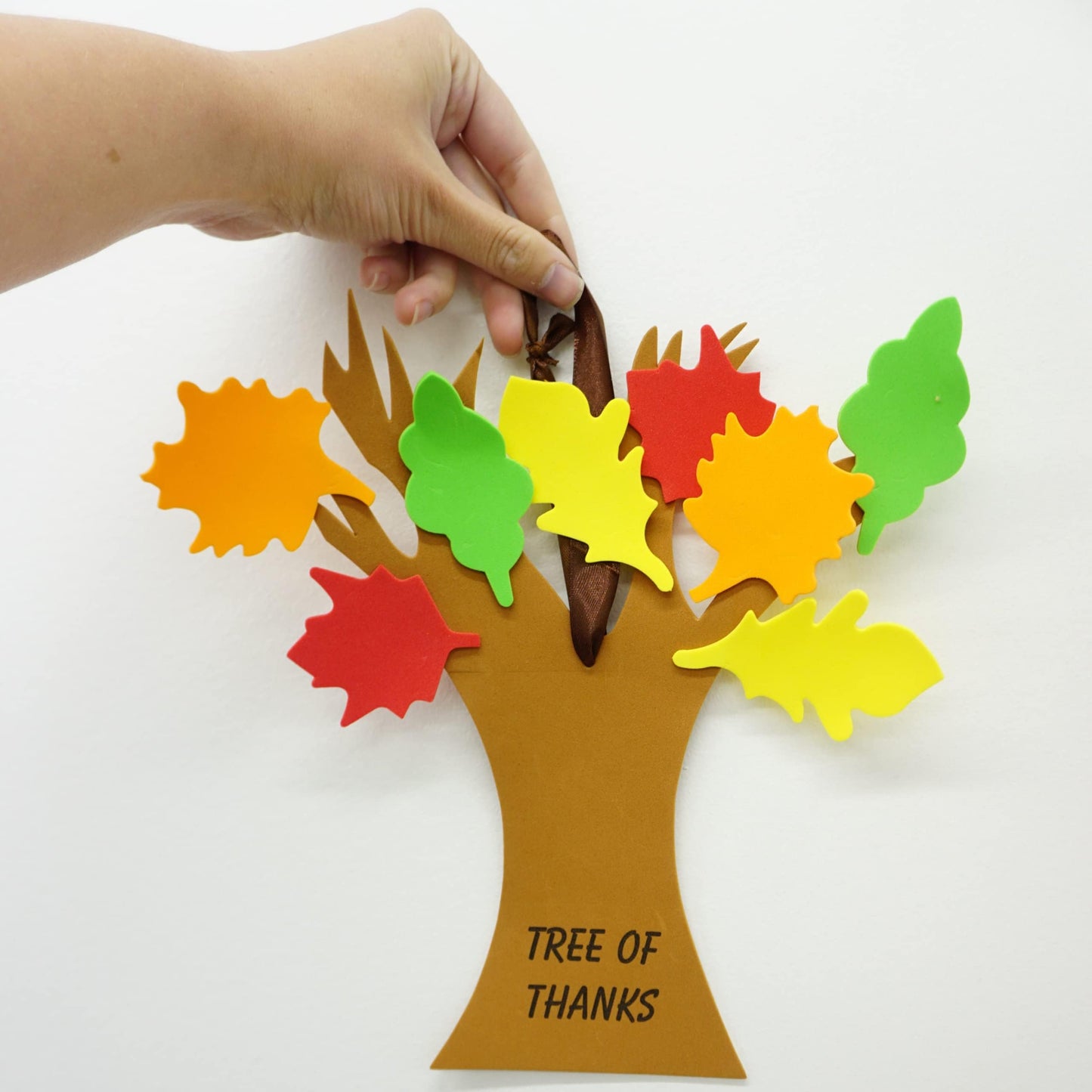 4E's Novelty Tree Craft Kit 4-Pack, Foam, Self-Adhesive - 11” Thanksgiving Craft, Ideal for Fall Crafts for Kids Perfect Gratitude Kit with Leaves