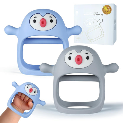 Smily Mia Baby Teething Toys for 0-6Months, Penguin Teethers for Babies 3-6Months | Hand Teether for 0-6M |Teething Mittens for Teething Relief, Baby