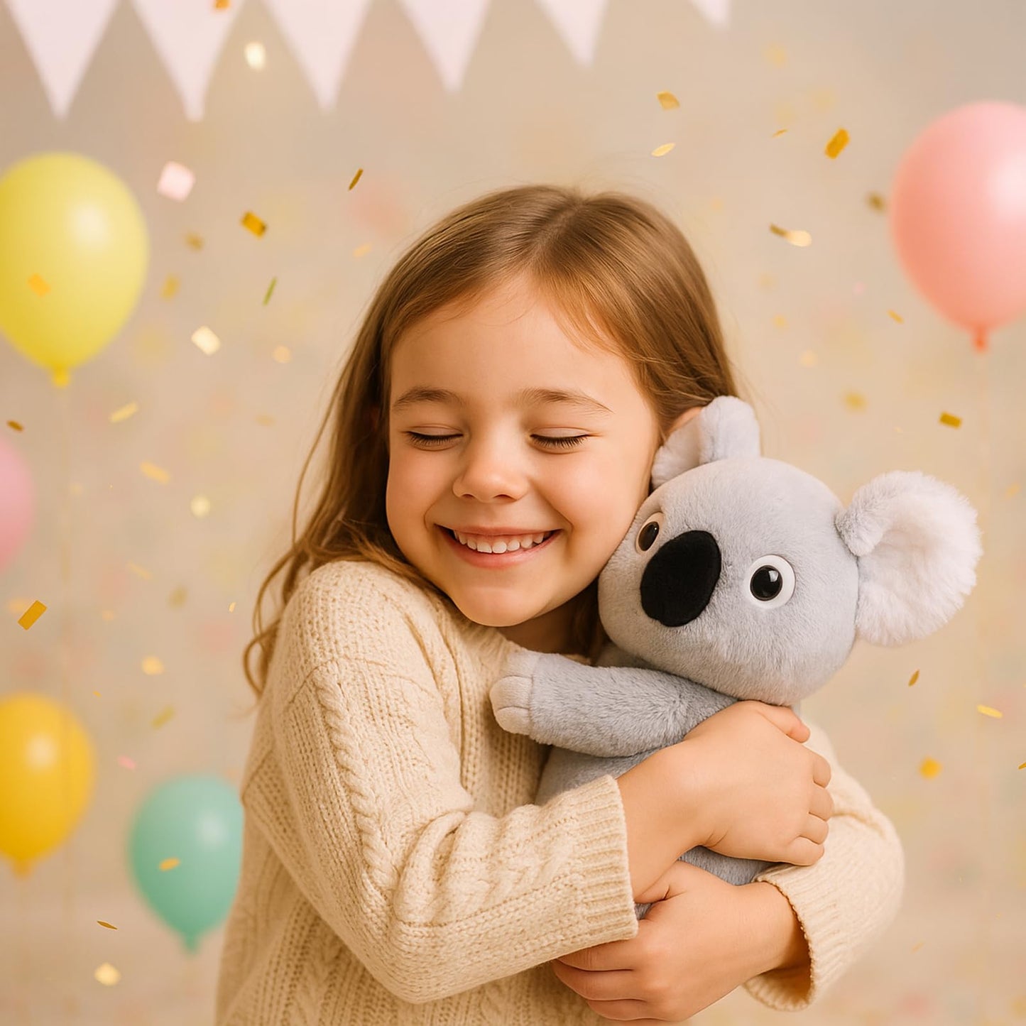 WEIGEDU Huggable Koala Bear Stuffed Animal Furry Cuddly Ears Koala Bear Plush Toy for Boys Girls Babies Kids Birthday Bedtime Gifts, 12.6“ Gray