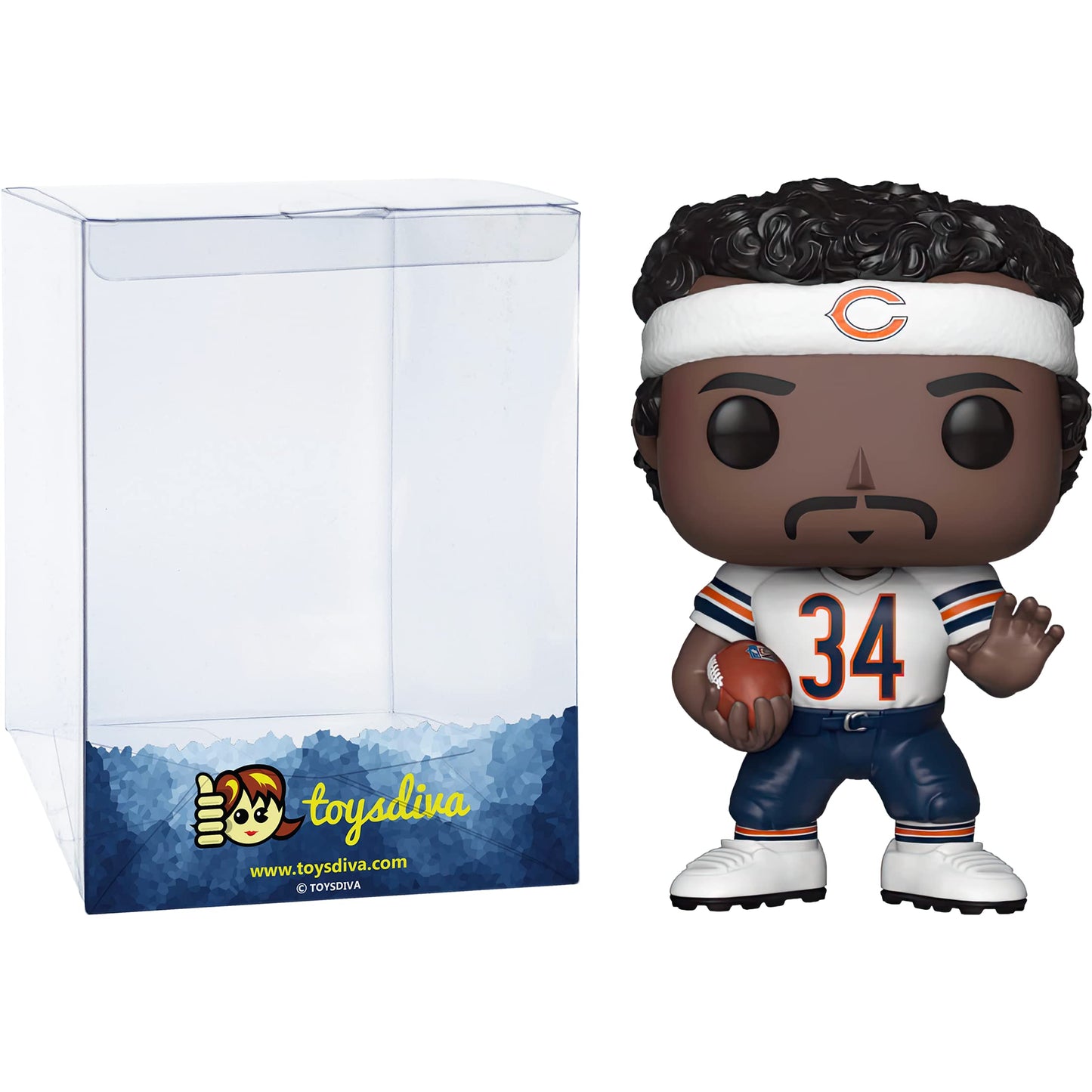 Walt e r Payt o n [Chicago B e a r s ]: Fun ko P o p ! Football Vinyl Figurine Bundle with 1 Compatible 'ToysDiva' Graphic Protector (078-33301 - B)