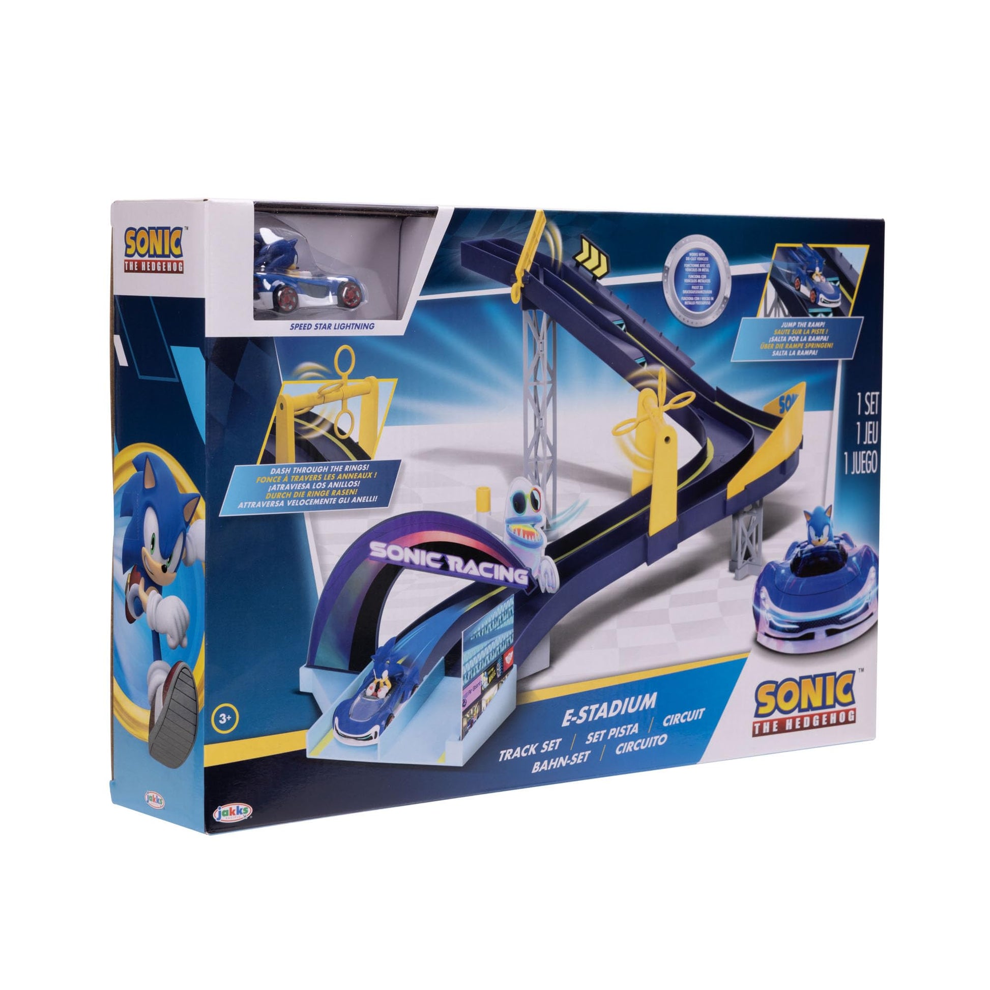 Sonic The Hedgehog E-Stadium Track Set with 1:64 Die Cast Vehicle