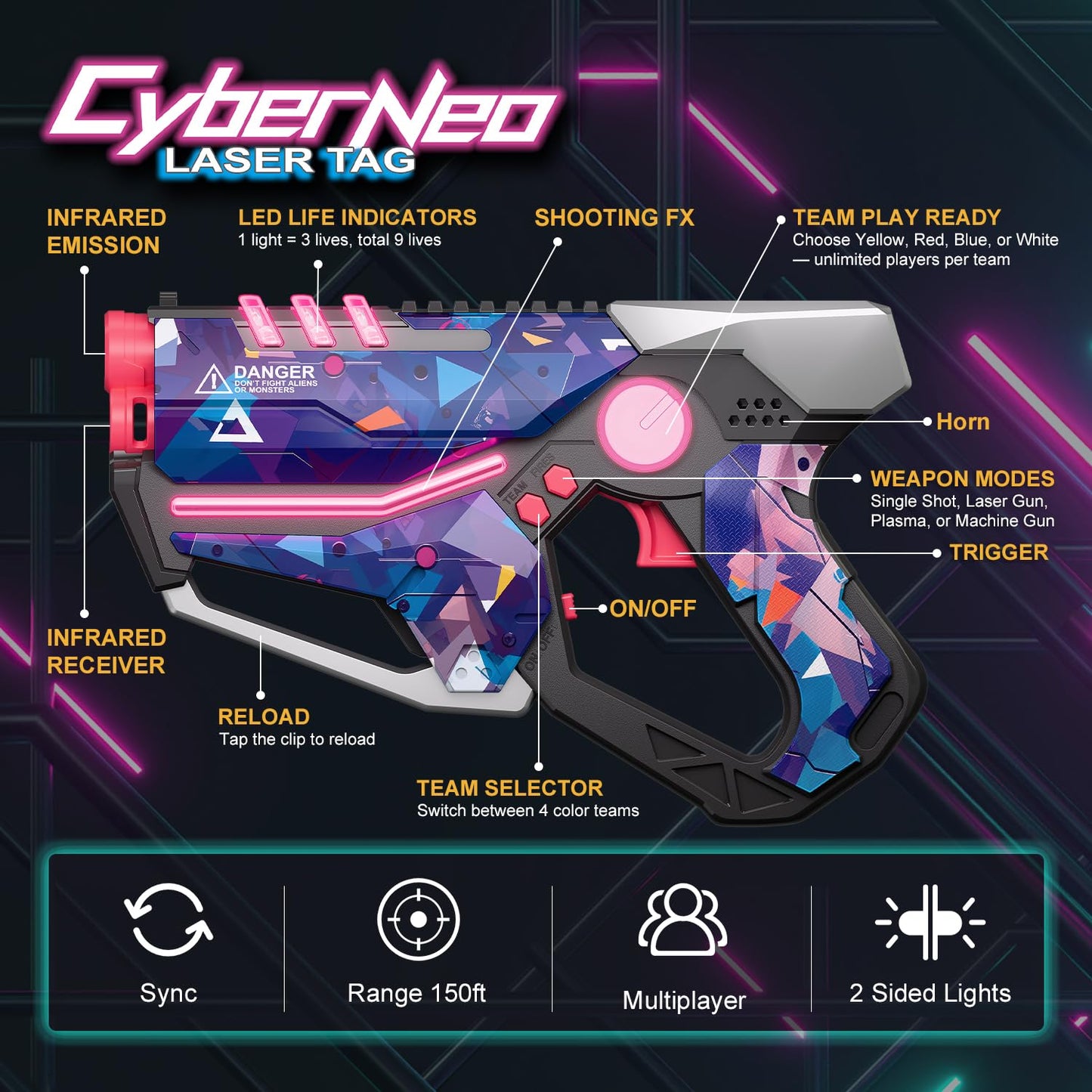Laser Tag Set of 4, Gifts for 8 9 10 11 12 13 Year Old Boy Birthday