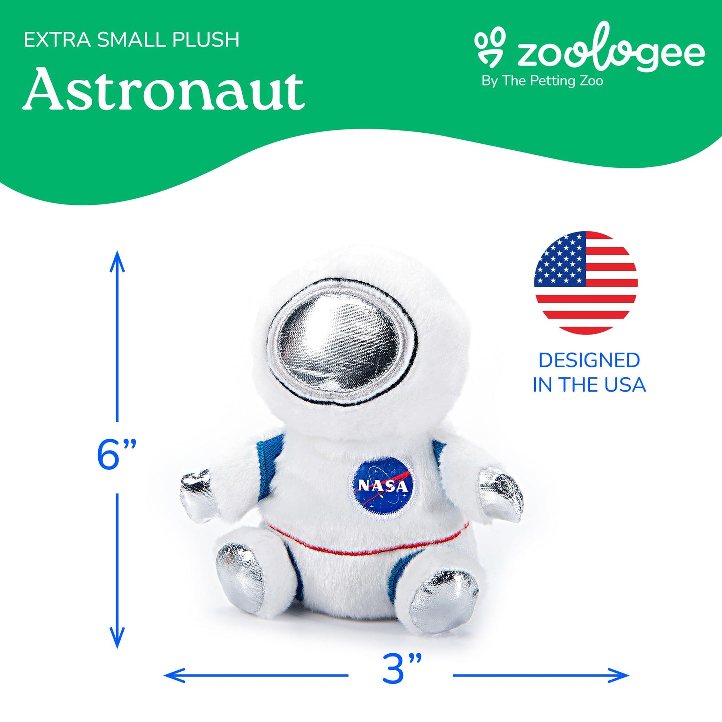 The Petting Zoo Space Astronaut Stuffed Animal Plushie, Gifts for Kids, Nuggetz Animals, Astronaut Plush Toy, 6 inches