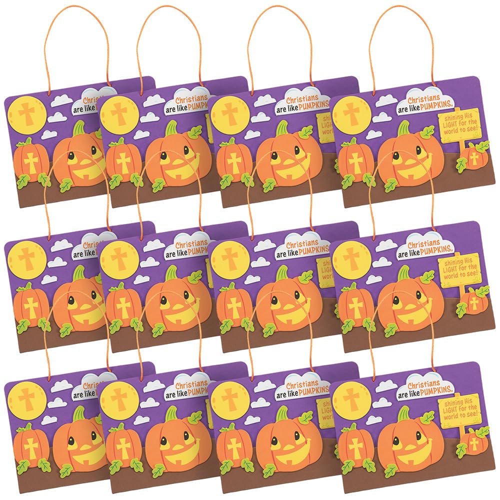 7 1/2" x 5 1/2" Foam Christian Pumpkin Craft Kit - Fun Religious Craft - Makes 12