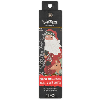 Brea Reese: Scratch Art Bookmark Kit - Woodland Holiday - 10 Bookmarks, Metallic Guided Art, Holiday-Themed, Family-Friendly, Calming Adult Craft Kit