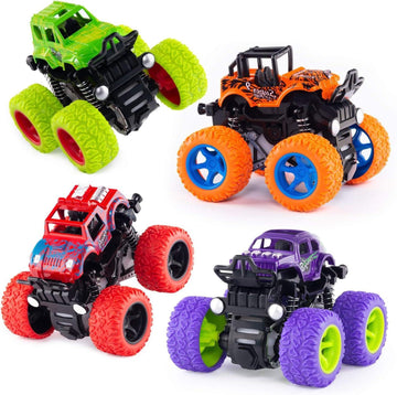 Lonandy 4 Pack Monster Truck Toys for Boys, Push Car Toy Trucks for Toddlers 2-4 Years, Best Christmas Children's Day Gift Birthday Party Favors