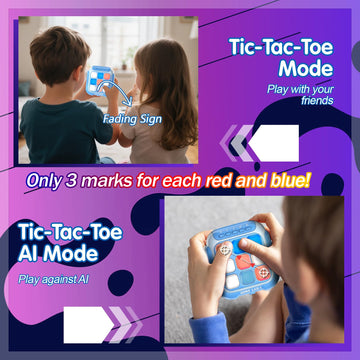 Hydrathy Tic Tac Toe Electronic Handheld Puzzle Game Console Fidget Toys w/ 7 Game Modes, Portable Fast and Fun Car Travel Press Games for Kids and