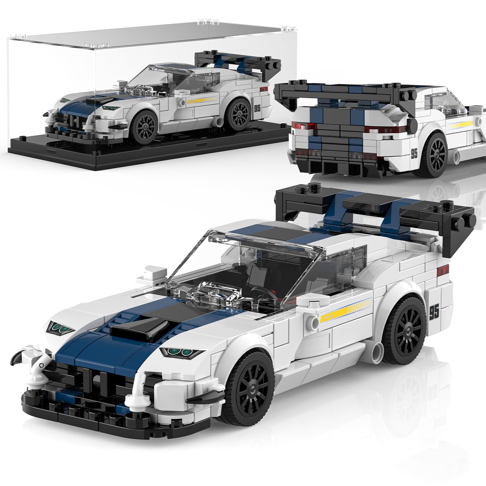 Mould King 27095 Viper ACR Speed Champion Technik Car Building Set & Acrylic Display Case, MOC Classic Race Cars Birthday Gifts for Adults/Teens
