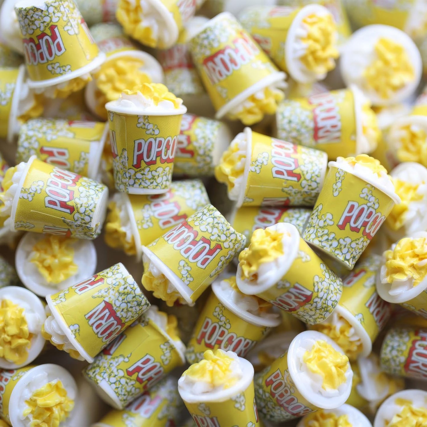 Realistic Miniature Popcorn Buckets: 10pcs, Resin Food Prop for Dollhouse Kitchen & Movie Scenes