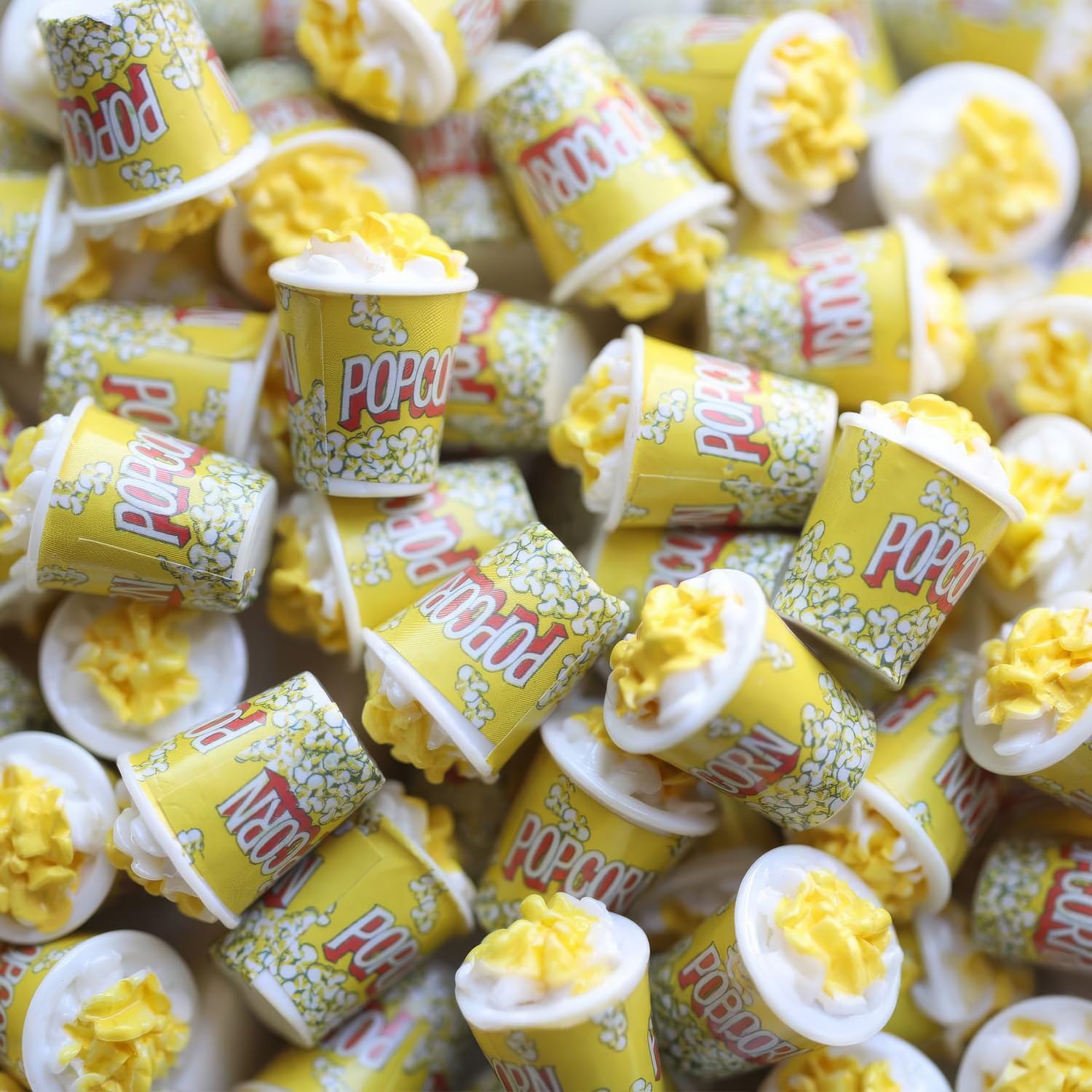 Realistic Miniature Popcorn Buckets: 10pcs, Resin Food Prop for Dollhouse Kitchen & Movie Scenes