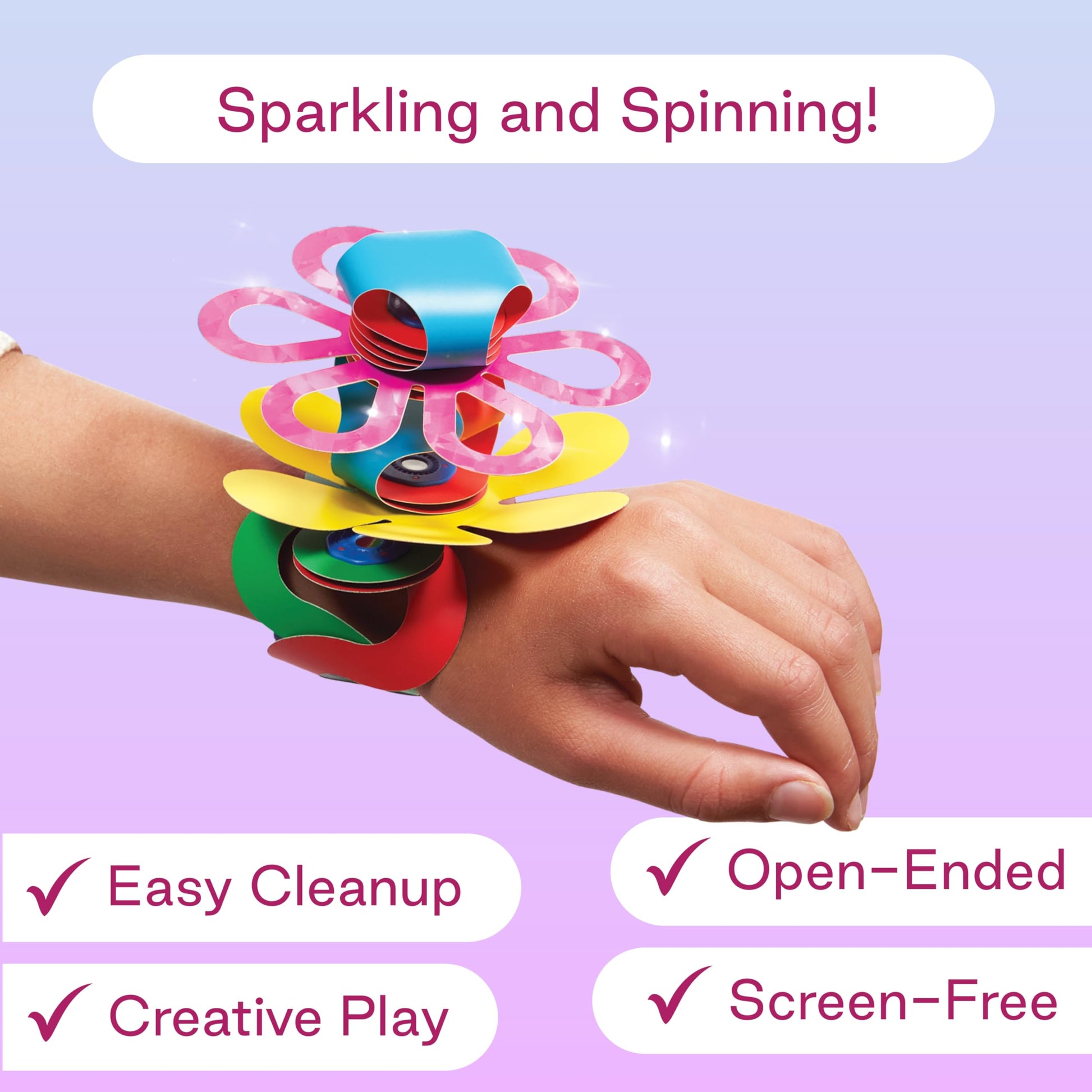 Clixo Sparkle Pack - 34-Piece Magnetic Building Set with Holographic Patterns | Create Necklaces, Bracelets & Headpieces | Flexible STEAM Toy for Kids