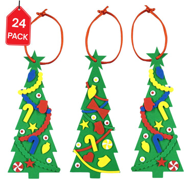 4E's Novelty 24 Pack Christmas Tree Ornament Craft for Kids, 516Pcs Bulk Foam Self Adhesive Individually Wrapped, Christmas Crafts for Kids Ages 4-8