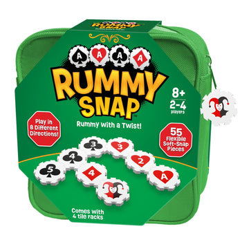Rummy Strategy Game for Adults, Family, and Kids, Includes Full Size Snap Tiles, Racks, and Storage Travel Bag, Fun for Ages 8+, 2-4 Players
