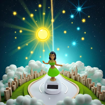 2 Pieces Green Solar Powered Dancing Hula Dashboard Decorations Swinging Bobbleheads Solar Dancing Figurines Collection Figurines for Auto Interior