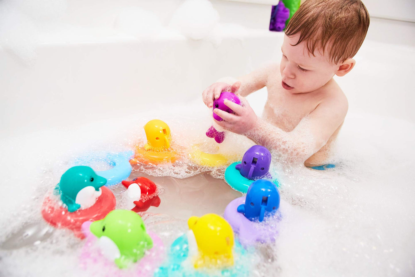 LAMAZE Water Symphony Toddler Auditory Sensory Bath Tub Dolphin Toy for Kids, Multicolor