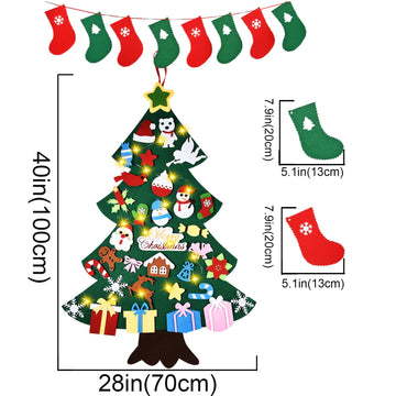 HmiL-U 3.4FT Felt Christmas Tree Set| with 34pcs Ornaments for Kids Xmas Door Wall Hanging Decorations Perfect Kids Gifts Party Supplies