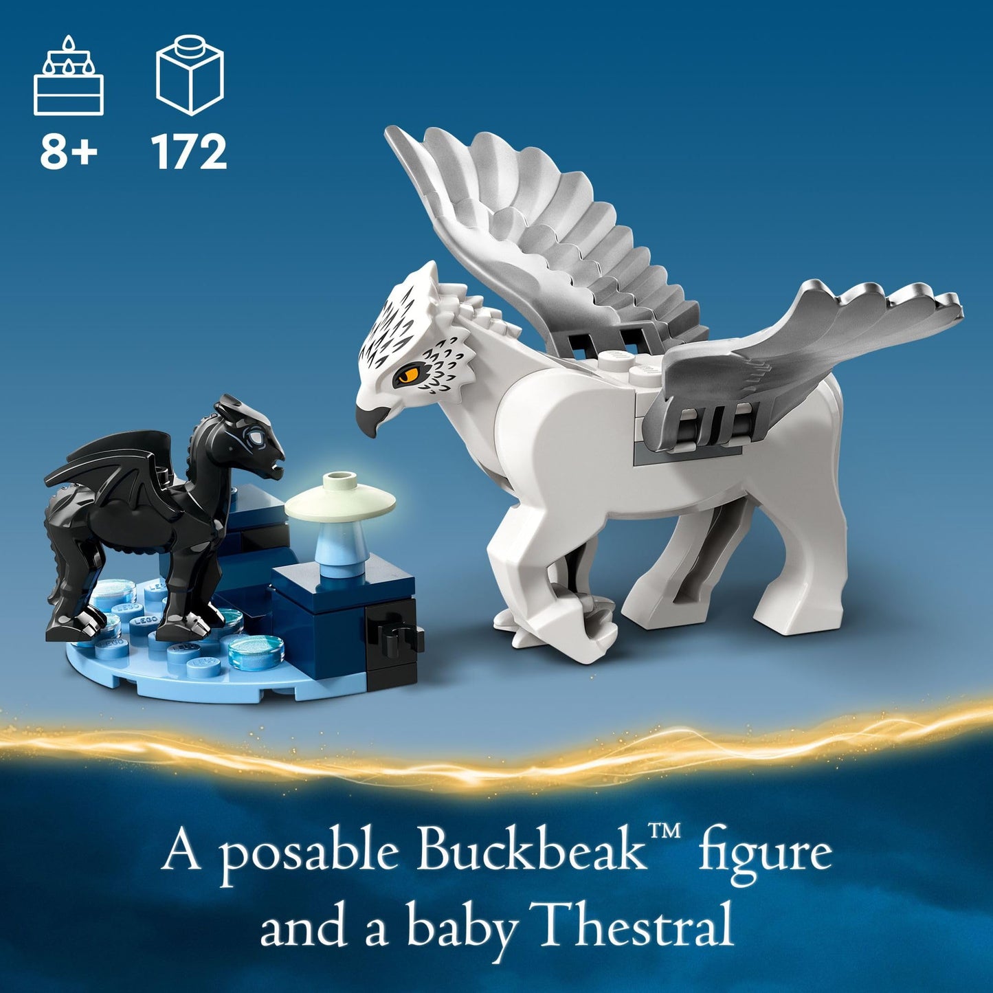 LEGO Harry Potter Forbidden Forest: Magical Creatures, Glow in The Dark Toy for Kids with Buckbeak and Thestral Fantasy Animal Figures, Harry Potter