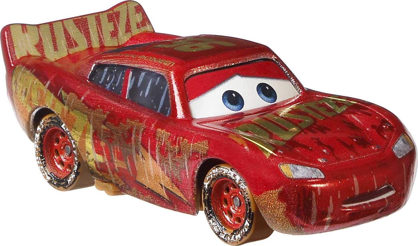 Disney Cars and Pixar Cars Die-Cast Singles Muddy Rusteze Racing Center Lightning McQueen, 1:55 Scale Fan Favorite Character Vehicles, Gift for Kids