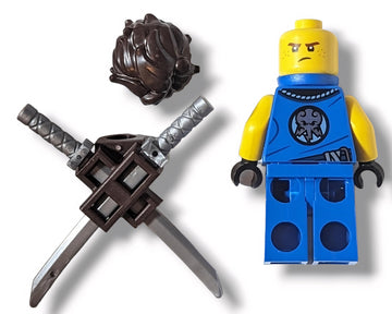 LEGO Minifigure - Legacy Jay Blue Ninja Figurine with Dual Pattern Head Neckerchief and Plastic Katanas from 71735 Ages 8+