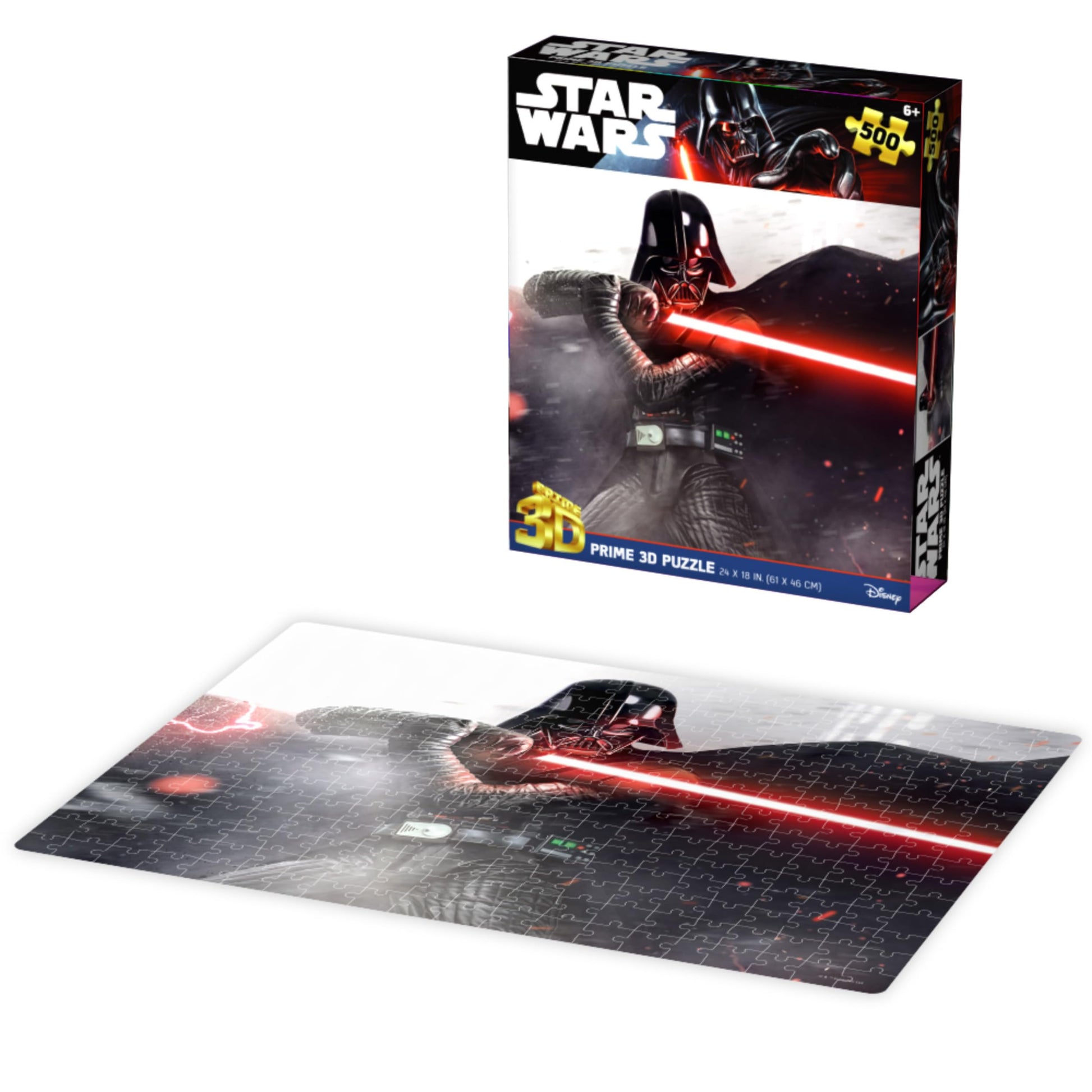 Prime 3D Star Wars Lucas 3D Puzzle - 500 Piece Lenticular Movie Jigsaw for Adults & Families, 24"x18" Activity with Depth & Motion, Official Disney