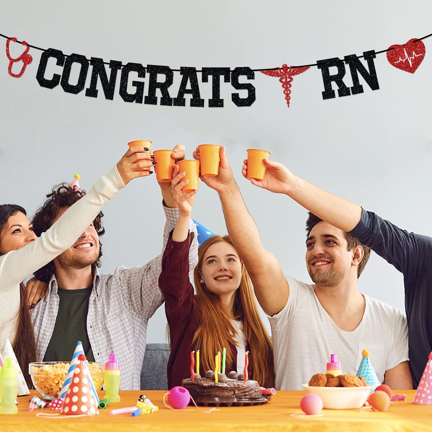 Congrats RN Banner, Future Nurse/BSN/NP, Big Nurse Energy, 2026 Nursing School Survivor Graduation Party Decorations Supplies, Black Glitter
