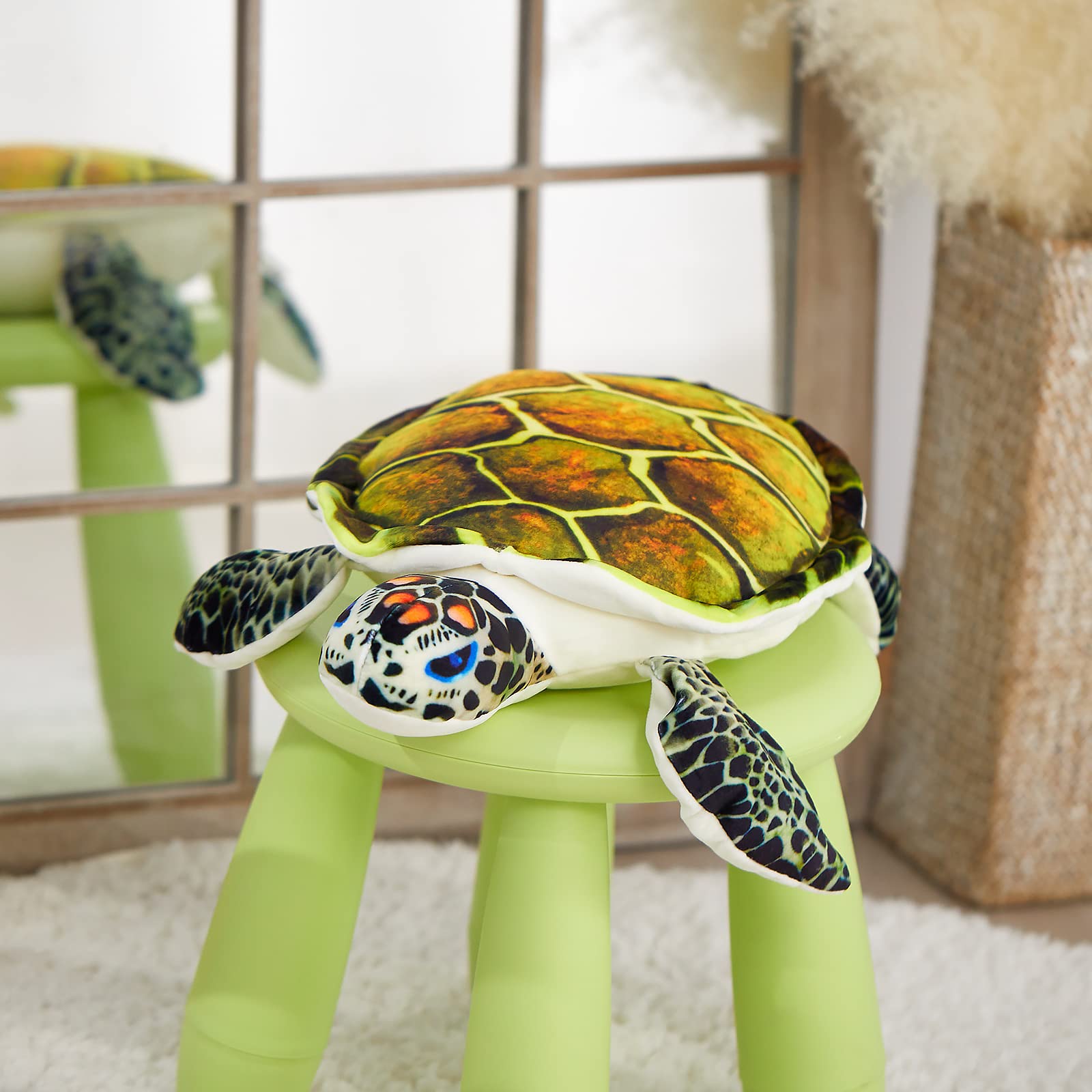 Athoinsu Realistic Stuffed Animal Sea Turtle Soft Plush Toy Ocean Life Tortoise Throw Pillow Birthday Plushie Gifts for Toddler Kids Boys and Girls