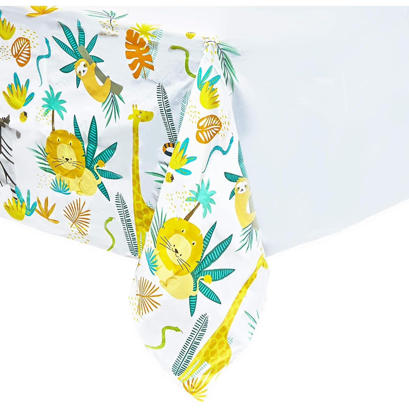 Blue Panda Rectangular Safari Tablecloths - Safari Decor & Wild Animal Tablecloths - for Jungle Party Decorations - Easy Cleanup Birthday Party