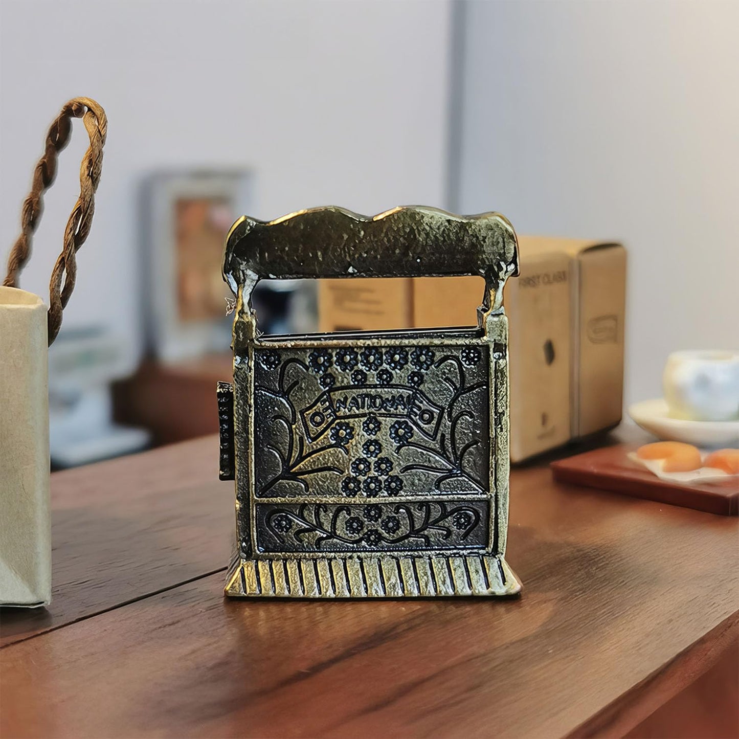Vintage Style Gold Cash Register: 1:12 Dollhouse Miniature with Opening Drawer