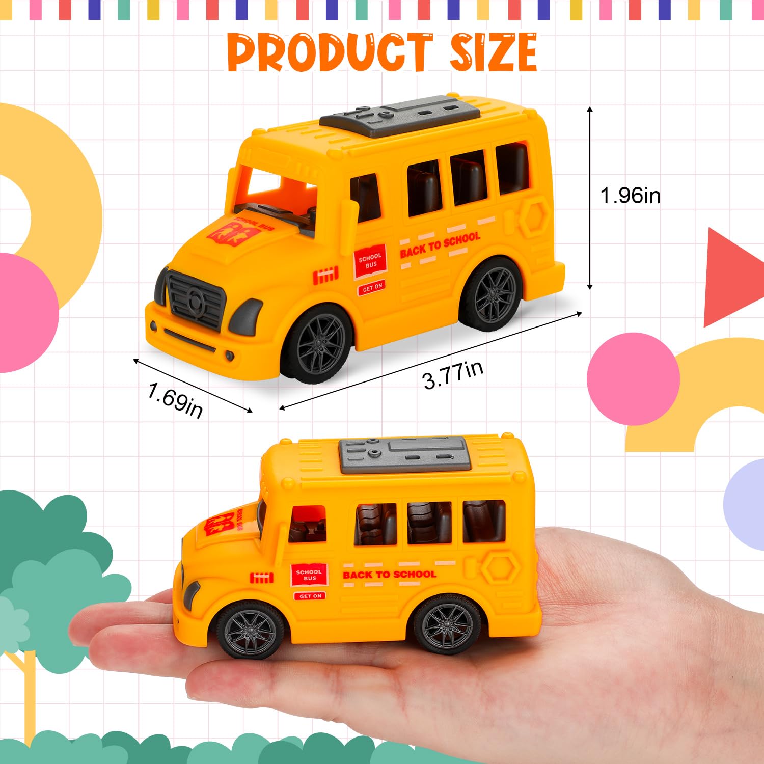 LSLYHTC 6Pcs School Bus Toys Bulk, Plastic Mini School Bus for Toddlers