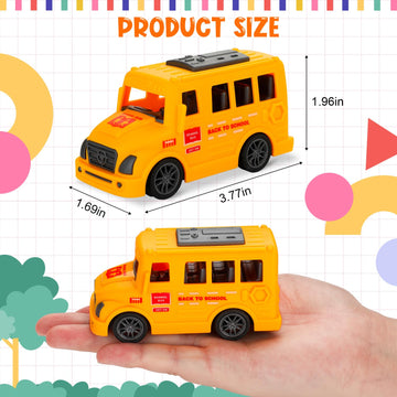 LSLYHTC 6Pcs School Bus Toys Bulk, Plastic Mini School Bus for Toddlers