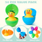 JOYIN 24 Pcs Prefilled Easter Eggs with Rubber Ducks, Variety Duckies for Easter Egg Hunt, Kids Basket Stuffer, Bath Toy Party Favors, Classroom Prize