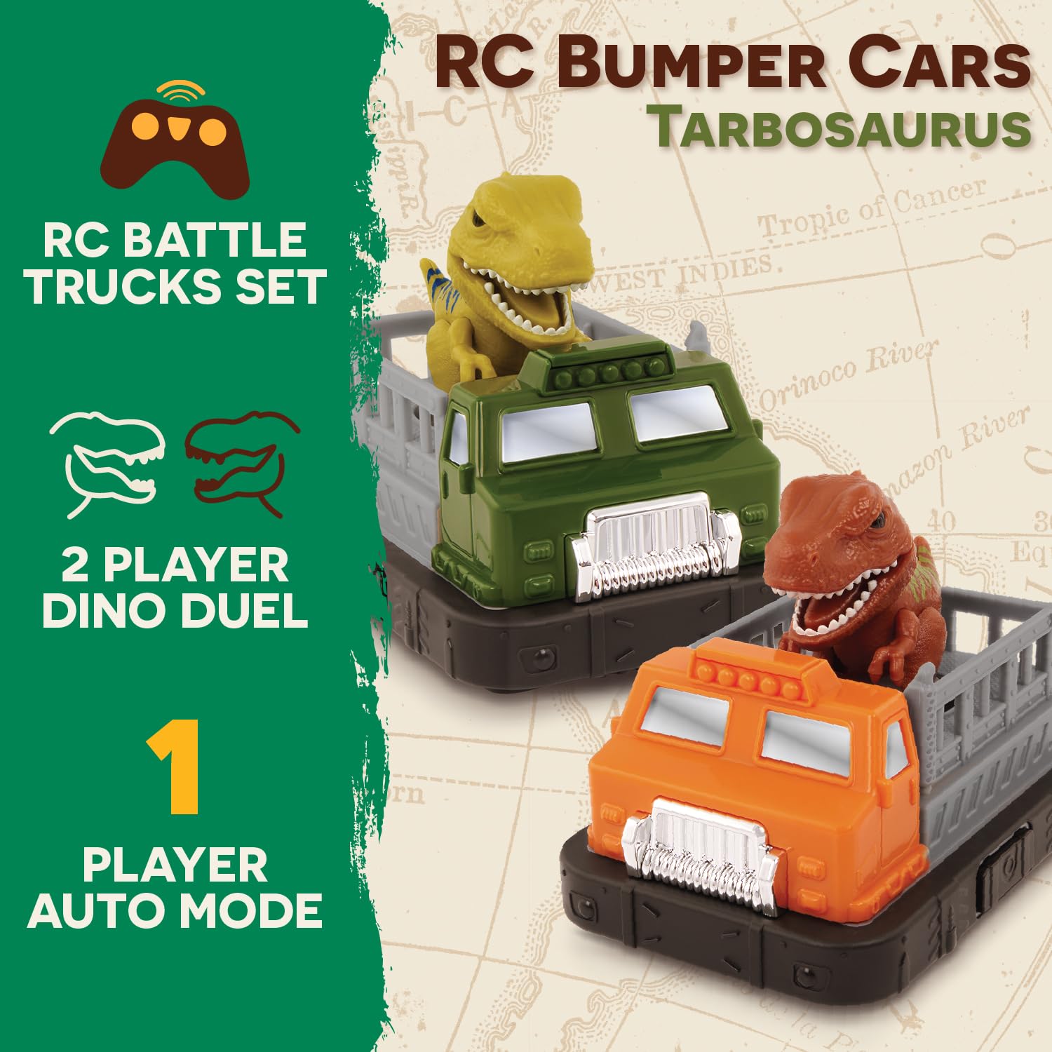 Terra by Battat RC Bumper Cars Tarbosaurus Dino Duel, Set of 2, Vehicles