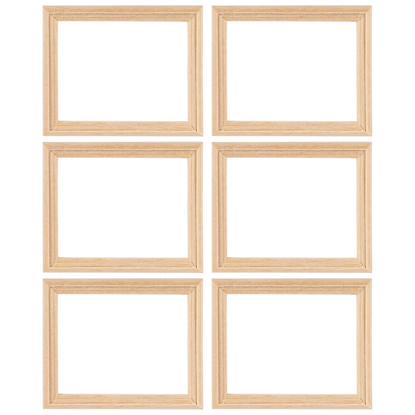 AUEAR, 6 Pack Furniture Miniature Wooden Photo Picture Frames DIY for Props House Decor