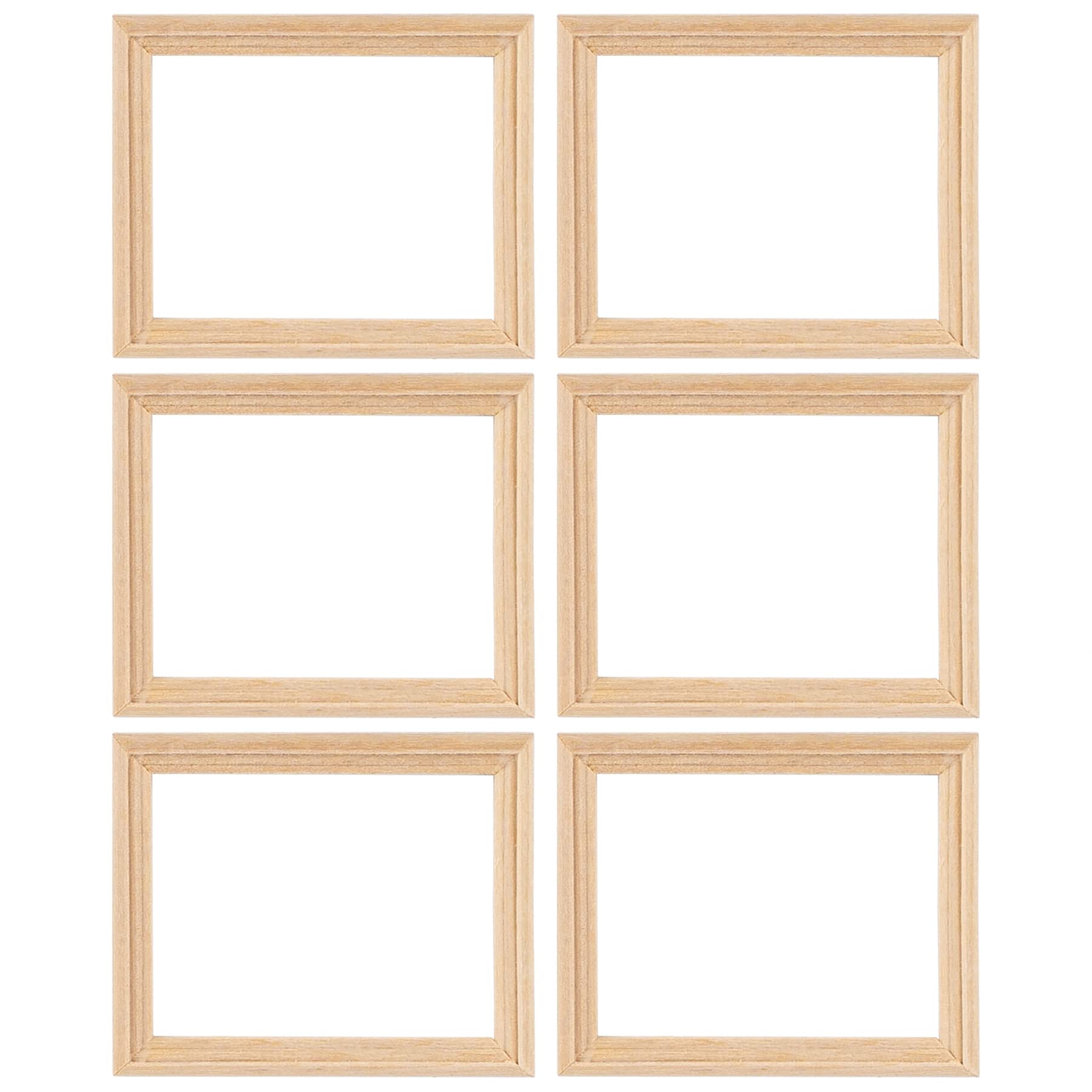 AUEAR, 6 Pack Furniture Miniature Wooden Photo Picture Frames DIY for Props House Decor