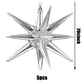 5 Pack 12 Point Foil Cone Balloons Starburst Cone Mylar Balloons Large Explosion Star Balloon for Wedding Party Photo Booth Decoration Supplies Silver