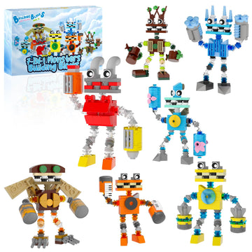 7-in-1 Singing Monsters Building Blocks, 7 Packs My Music Game Monster Friends Building Set, Game Action Figure Building Toys for Boys and Girls