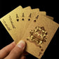 SFALCI 1pc Waterproof Plastic Poker Playing Cards PET Table Games Halloween/Thanksgiving Day (Solid Gold Tone)
