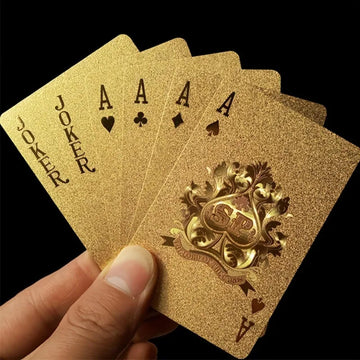 SFALCI 1pc Waterproof Plastic Poker Playing Cards PET Table Games Halloween/Thanksgiving Day (Solid Gold Tone)