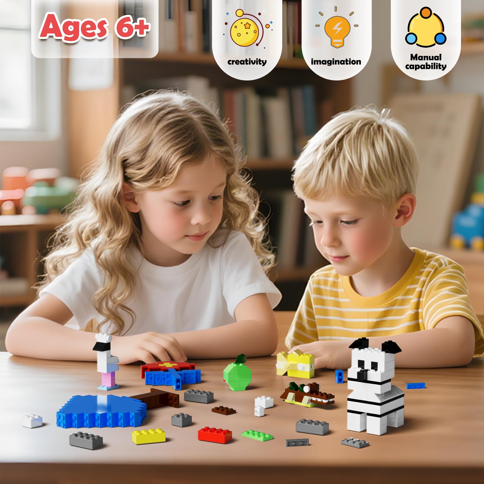 500 Piece White Building Bricks Compatible with LEGO 10 Size with Baseplate