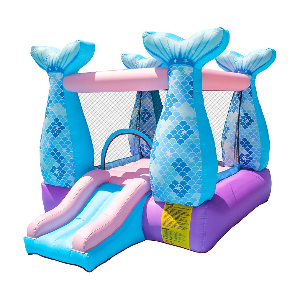 Doctor Dolphin Bounce House Inflatable Mermaid Bouncy Castle House with Air Blower for Kids Party