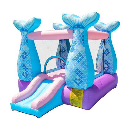 Doctor Dolphin Bounce House Inflatable Mermaid Bouncy Castle House with Air Blower for Kids Party