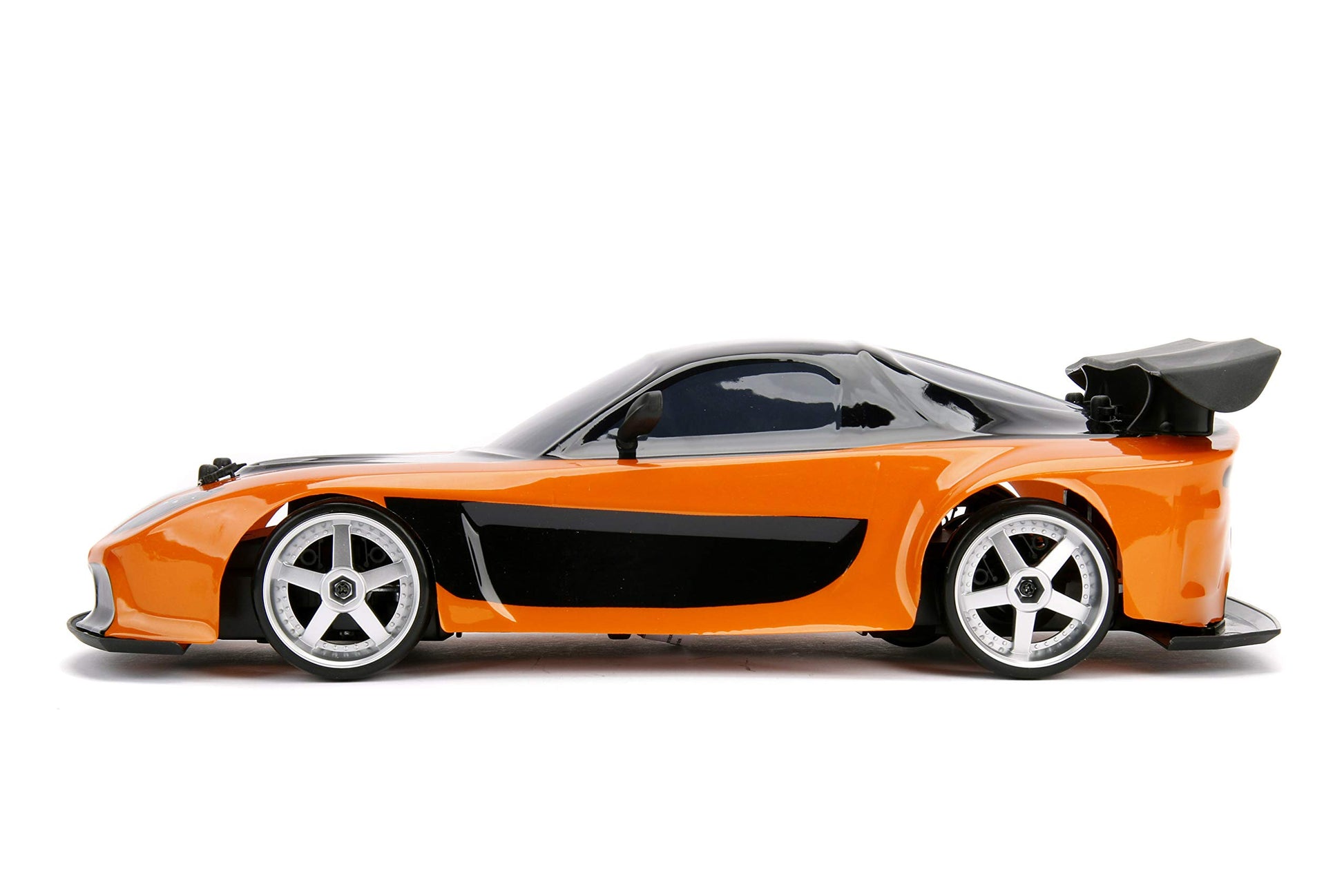 Jada Toys Fast & Furious Han’s Mazda RX-7 Drift RC Car, 1: 10 Scale 2.4Ghz Remote Control Orange & Black, Ready to Run, USB Charging (Standard)
