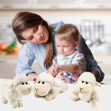 Tiny Heart Lamb Stuffed Animal Sheep Plush Toy 3 Pcs Cute and Super Soft Nursery Home Decor Bedroom Small Gift for Kids Boys and Girls Companions
