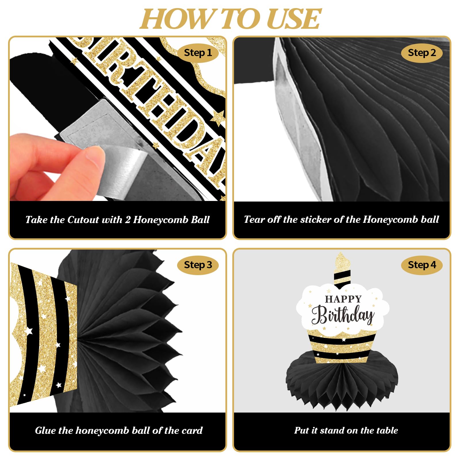 Happy 85th Birthday Honeycomb Centerpieces 8 Pieces Black Gold Theme 85th Birthday Tables Decorations Cheers to 85 Years Centerpieces for Men Girls