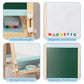 Kids Wooden Easel with Paper Roll, Adjustable Magnetic Double Sided Drawing Board Whiteboard & Chalkboard Dry Easel Board, Children Art Easel for 3-12
