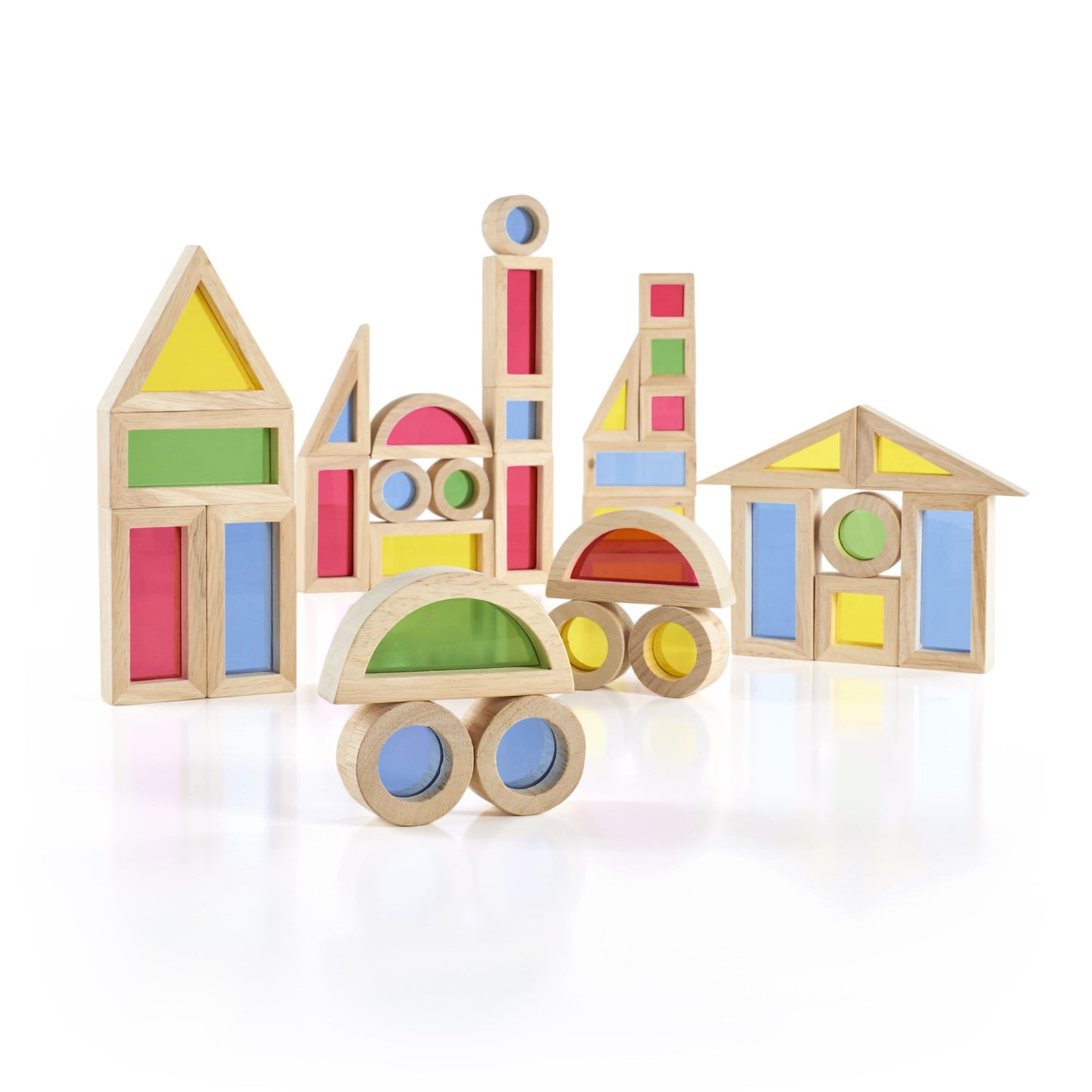 Guidecraft Jr. Rainbow Blocks: 40 Piece Set - Kids Learning & Educational Toys, Stacking Blocks