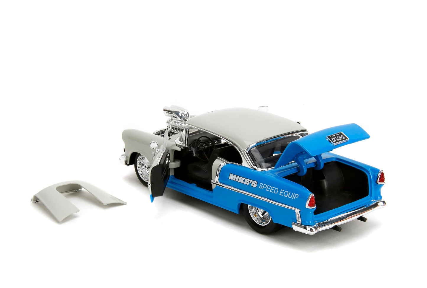 Jada Bigtime Muscle 1:24 1955 Chevrolet Bel-Air Die-Cast Car, Toys for Kids and Adults(Cool Gray/Gloss Blue)