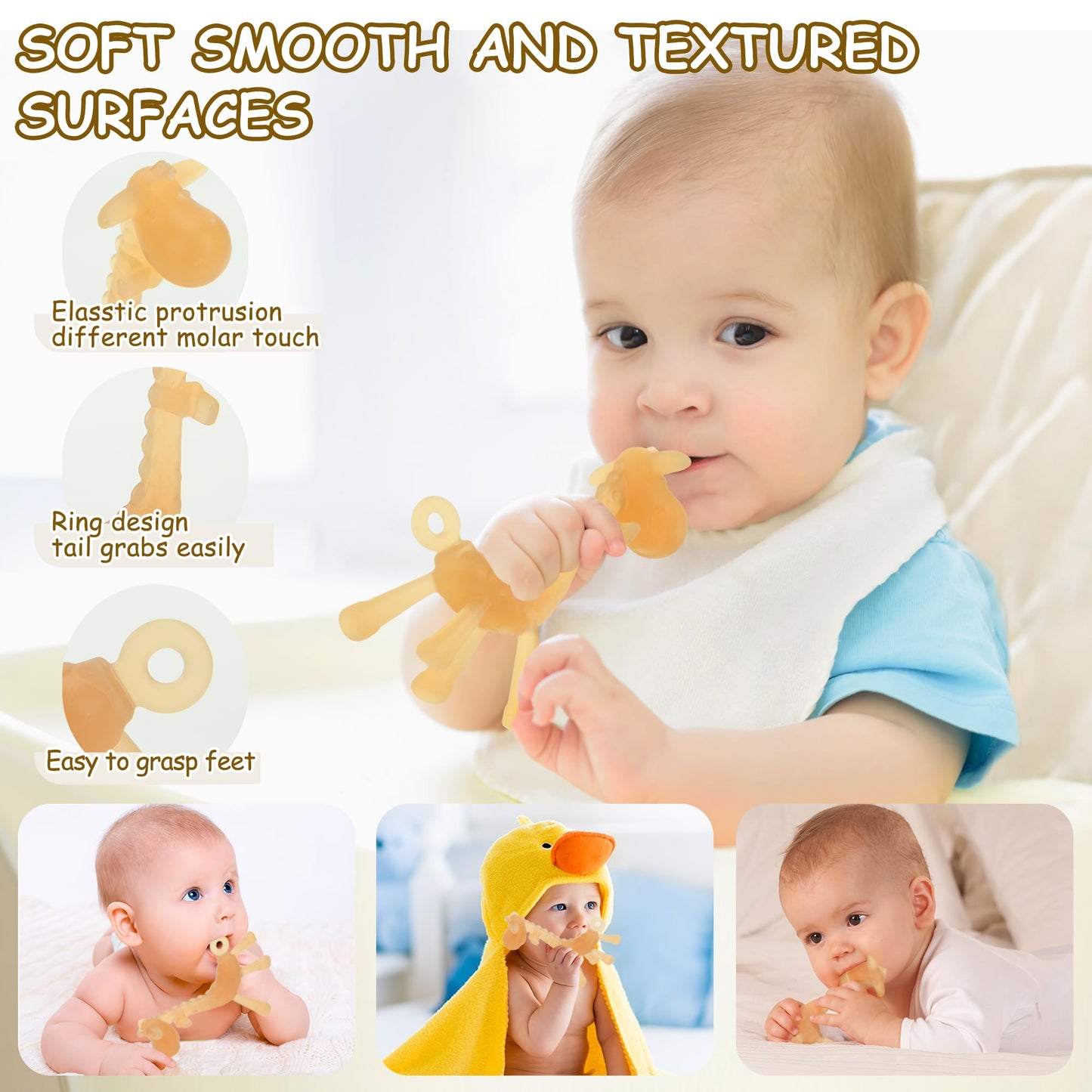 Food WAJIAYON Amber Oil Baby Teething Toys for Babies 0-6 Months,Baby Toys 6 to 12 Months,Freezer BPA Free Soft and Textured Silicone Baby Teether