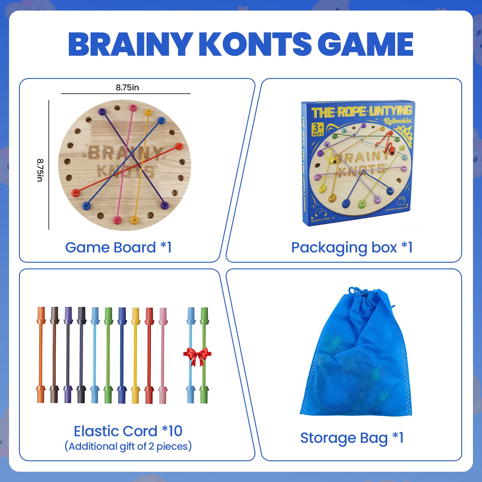 Wooden Rope Puzzle DIY Board Game Brain Teaser Logic Game for Kids Adults