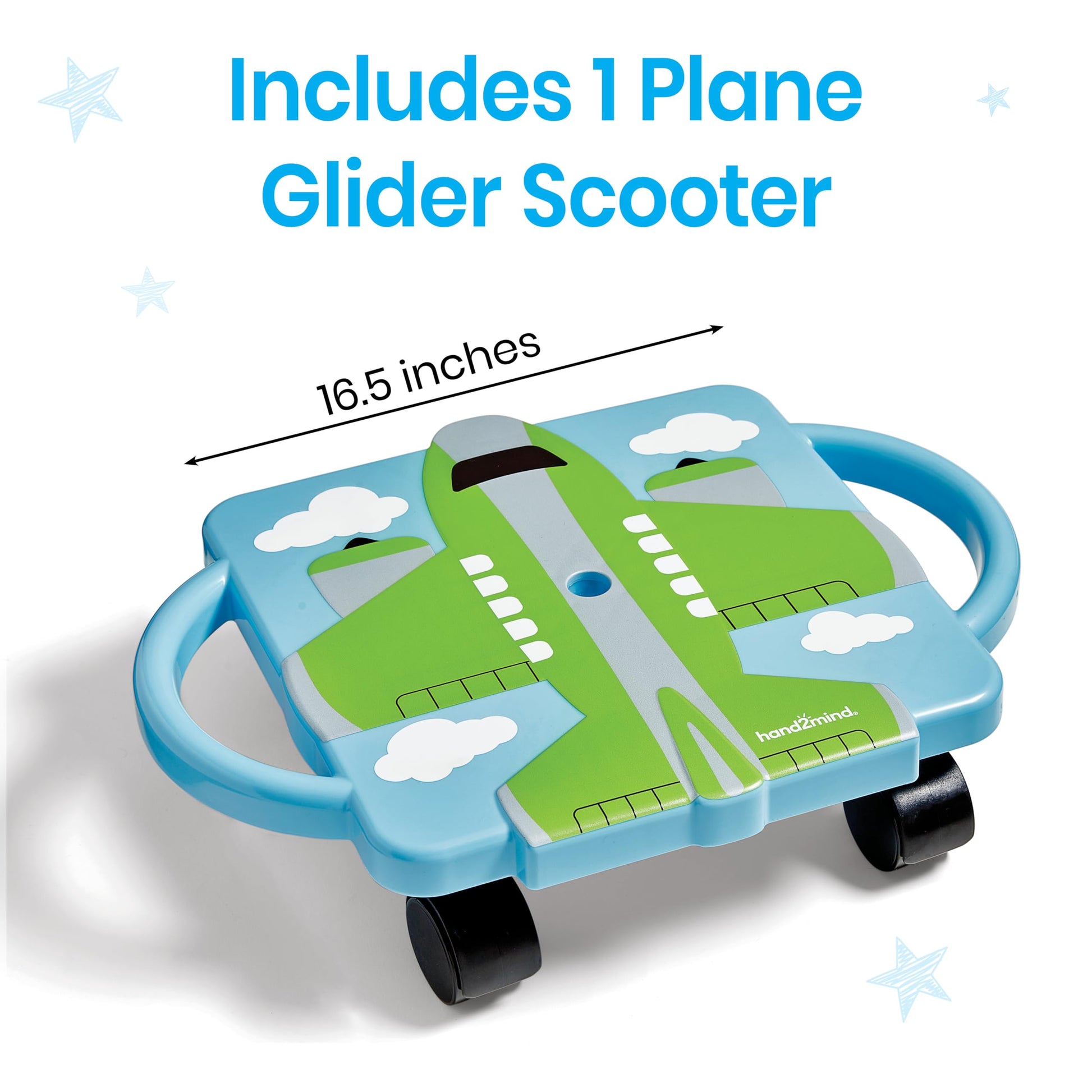 hand2mind Green Plane Glider Scooter Board, Gross Motor Toys, Ages 5+